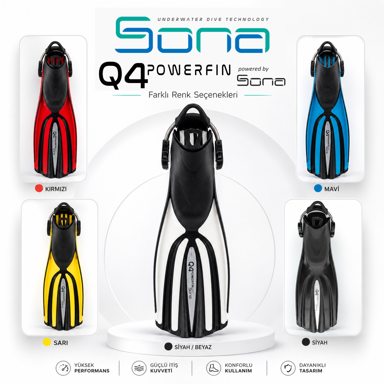 Sona Q4 Powerfin Çelik Yaylı Dalış Paleti - Görsel 5